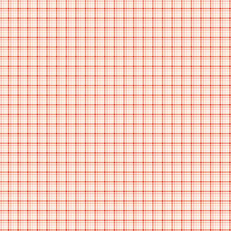 A fabric featuring a grid pattern with red lines on a light beige background.