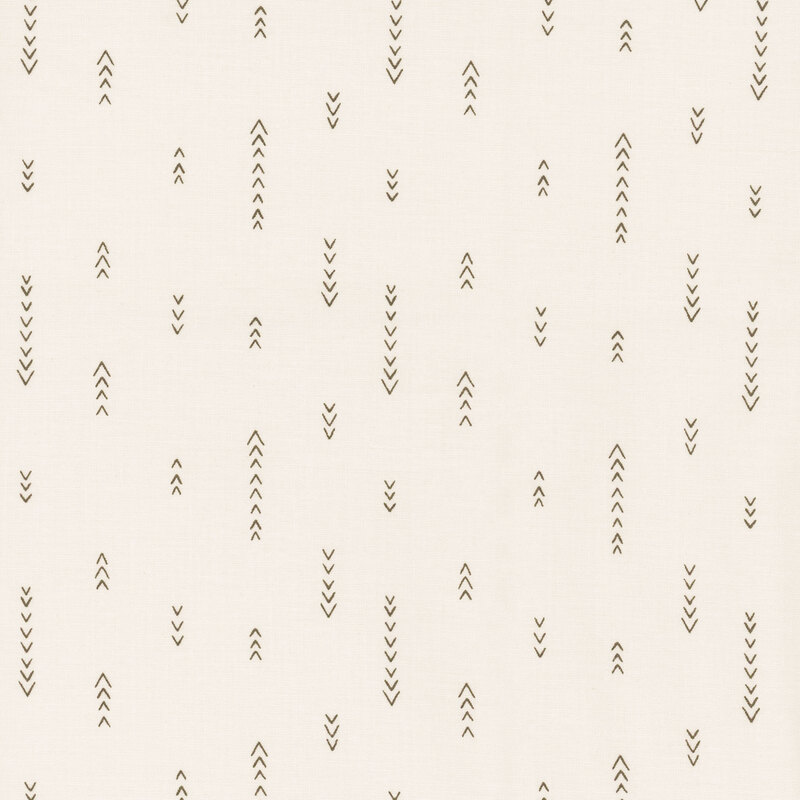 fabric with vertical lines of simplified arrows on an ivory background.
