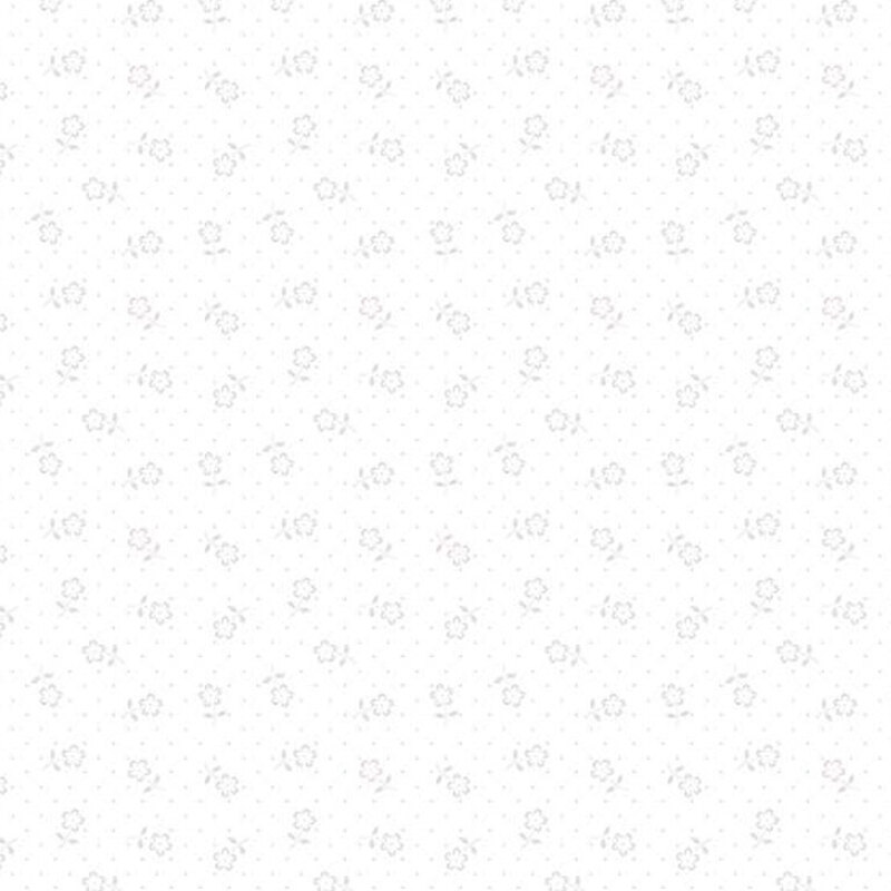 fabric pattern of white flower motifs over a white background