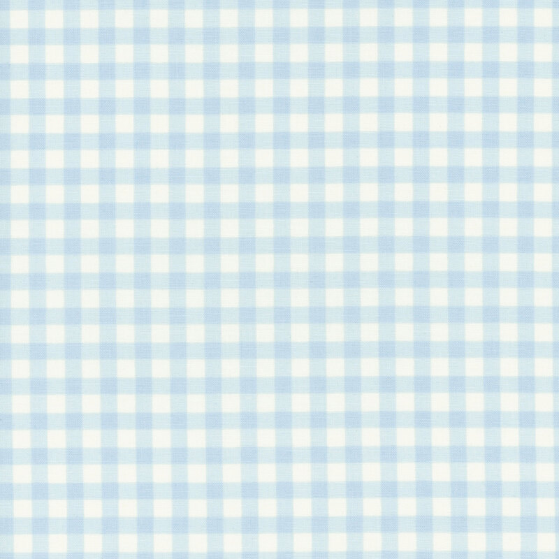 A light blue and white gingham