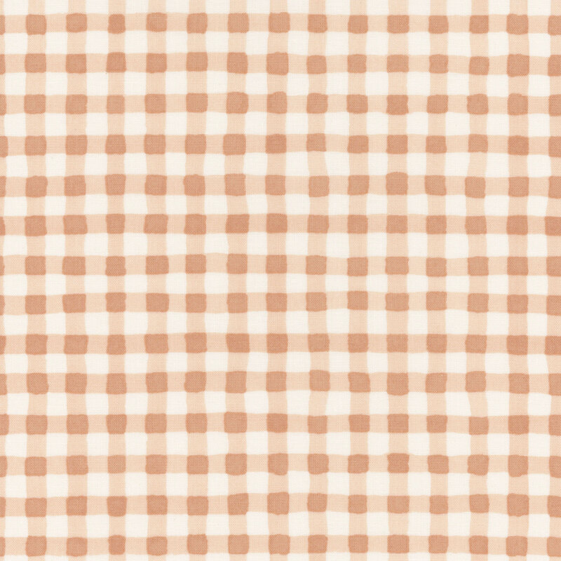 Watercolor gingham fabric in white and dusty pink.