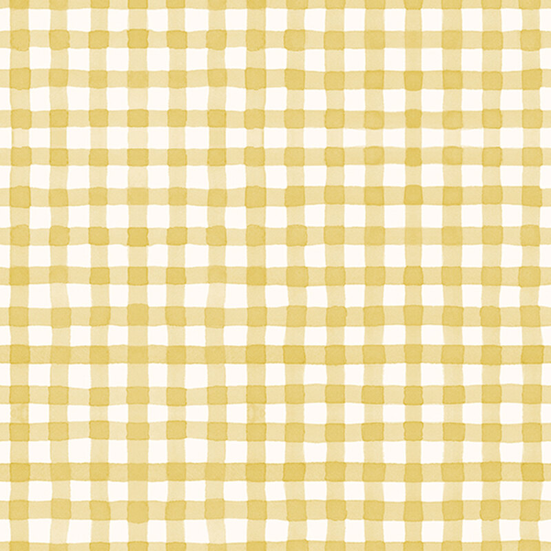 Watercolor gingham fabric in white and bright yellow.