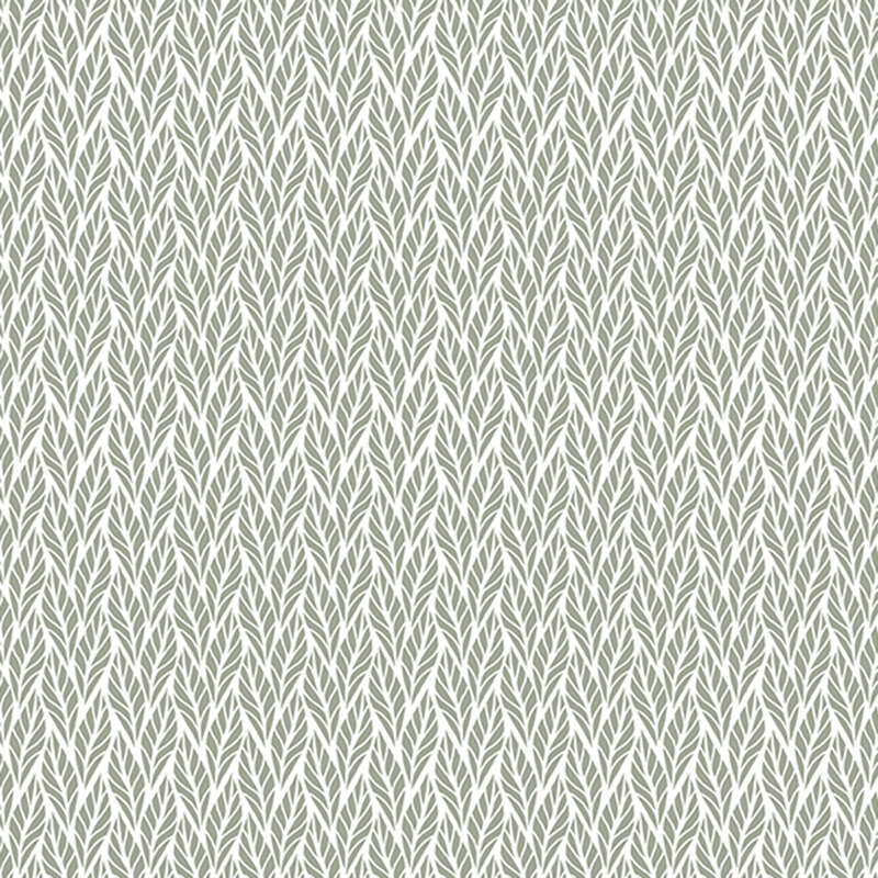 A repeating pattern of green leaves on a light background, creating a natural and textured design.