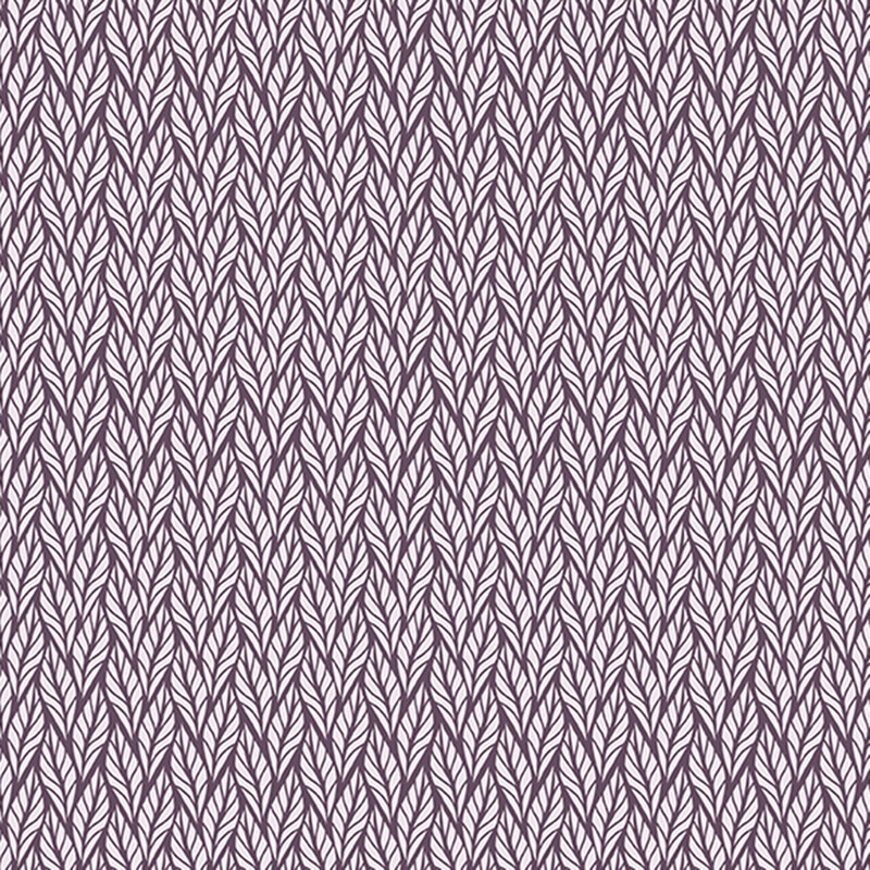 A repeating pattern of white leaves on a soft purple background.