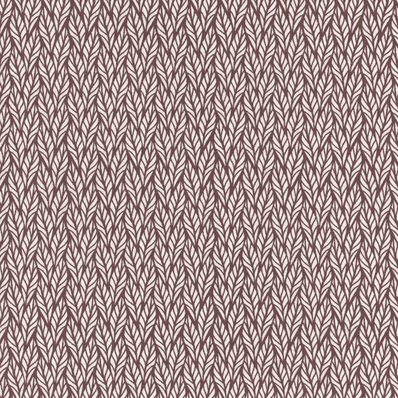 A repeating pattern of white leaves on a soft purple background.