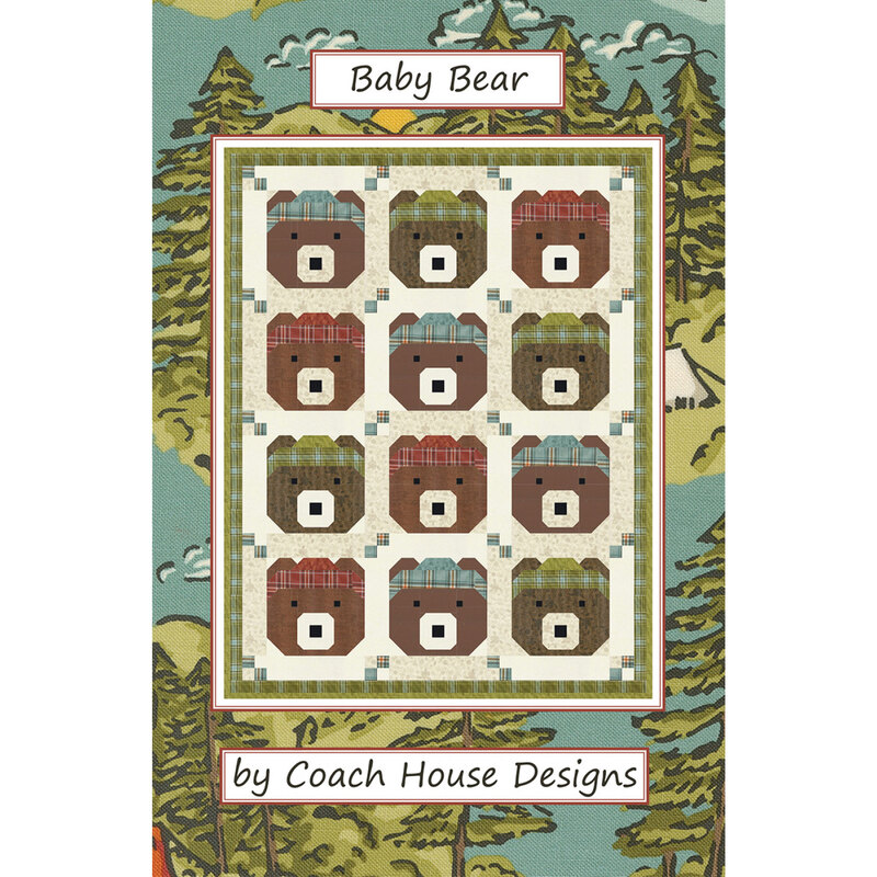 Front of pattern featuring a quilt with bear blocks