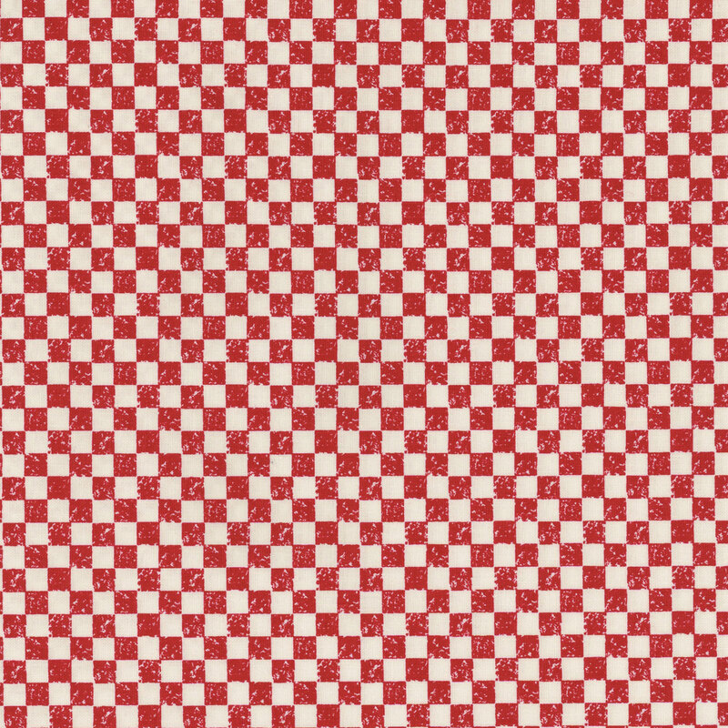 Pattern of red and white checkered squares arranged in a grid formation.