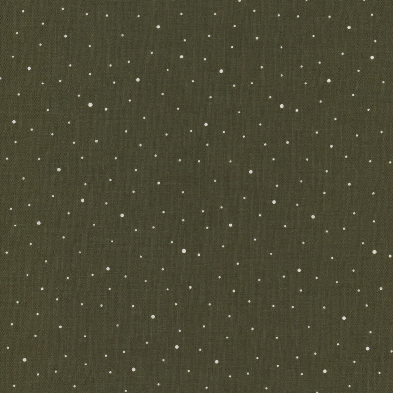 Army green fabric with scattered small white dots.