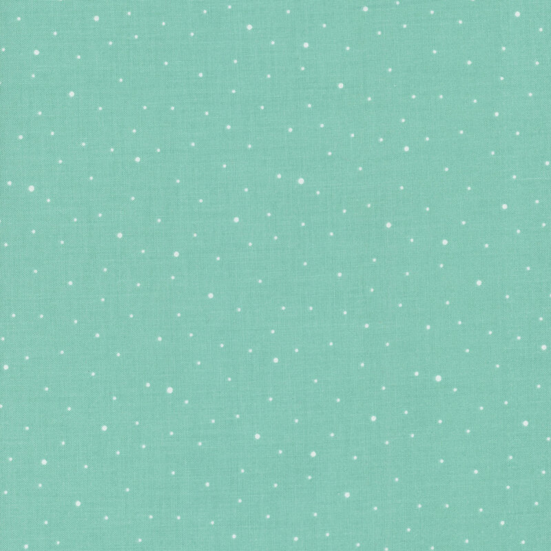 Turquoise fabric with scattered small white dots.