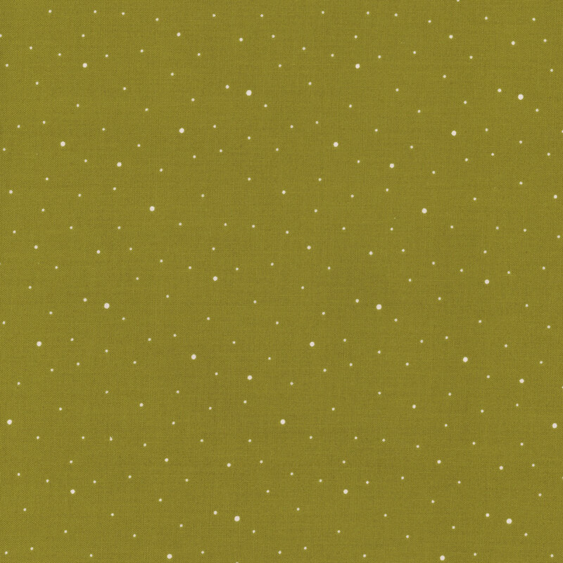 Olive green fabric with scattered small white dots.