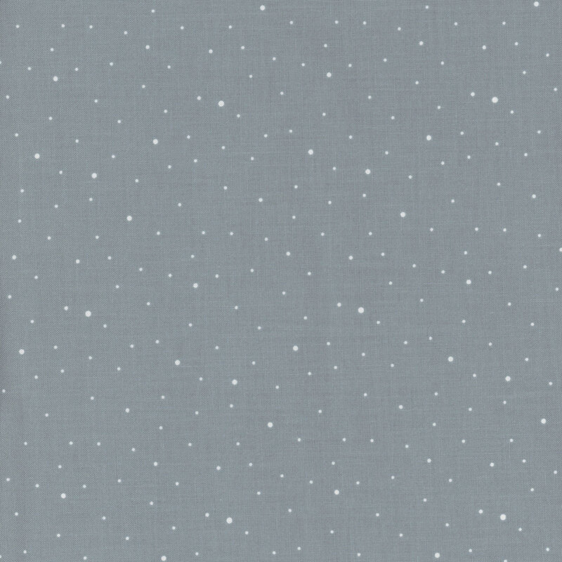 Cool gray fabric with scattered small white dots.