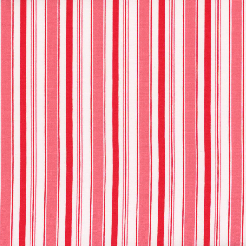 Pink, red, and white striped fabric.