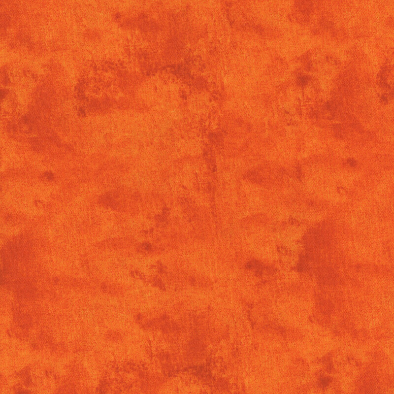 Mottled, textured, and tonal bright orange fabric swatch.