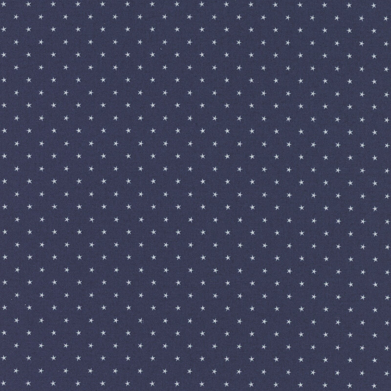 Night blue fabric with small, tossed white stars.