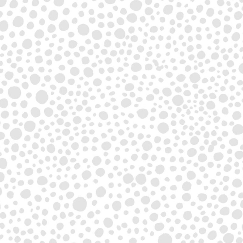 White on white fabric with a loose dot pattern, shown in gray and white.