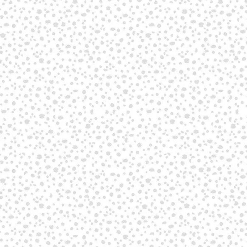 White on white fabric with a splatter dot pattern, shown in gray and white.