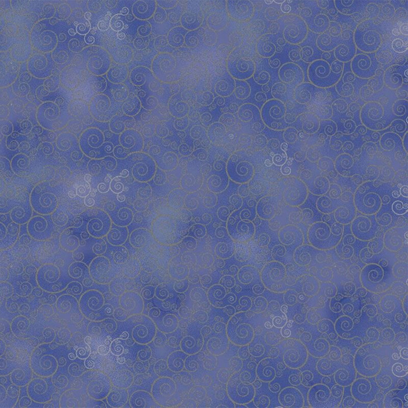 fabric of gray shimmering swirls on a marbled blue background