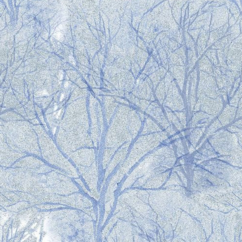 fabric of blue trees on a white background