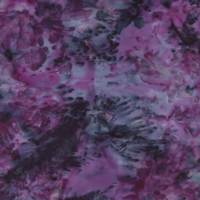 Mottled fabric in various shades of purple, with hints of black and gray.