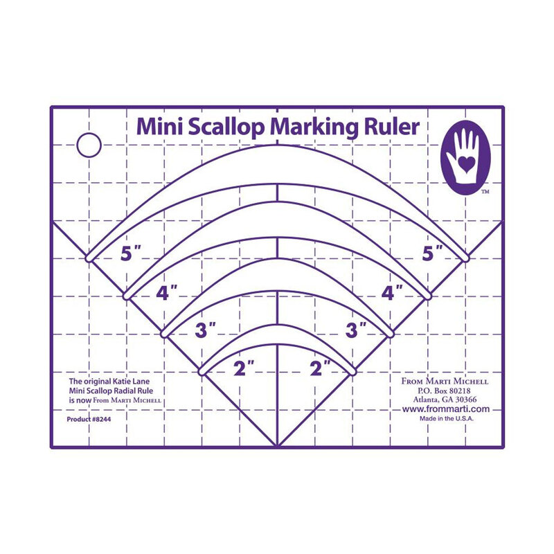 Mini scallop marking ruler featuring three curved lines with measurements from 2 to 5 inches.