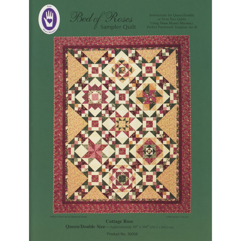 Quilt design titled Bed of Roses featuring intricate star and floral patterns.