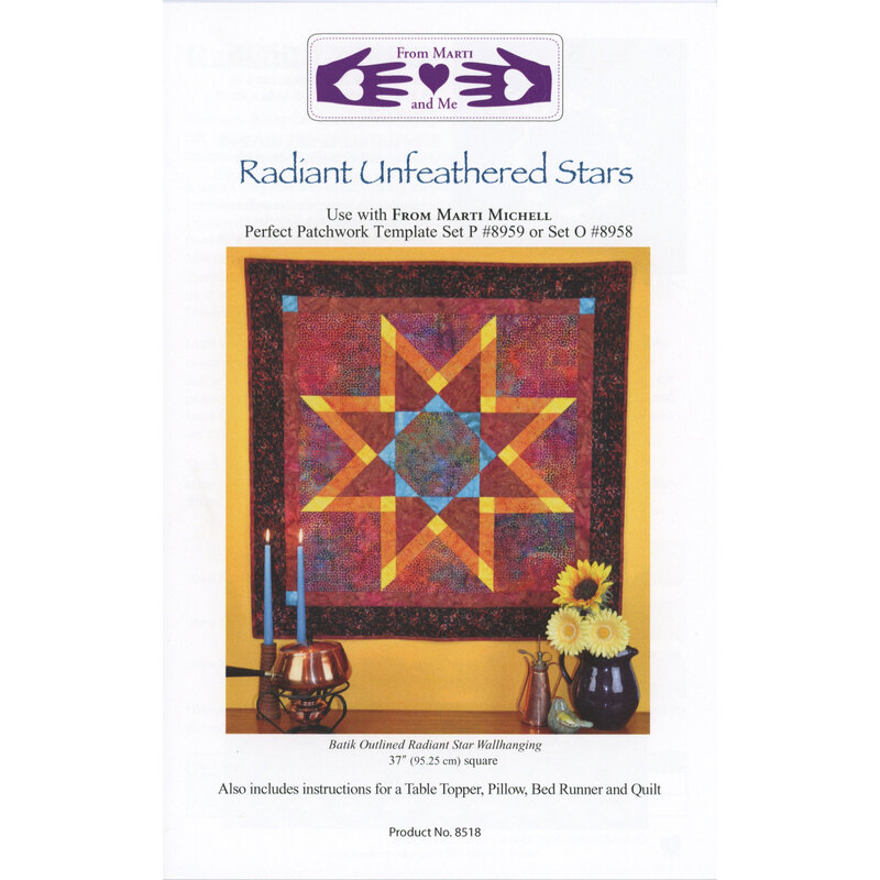 Image of a quilt pattern titled Radiant Unfeathered Stars featuring a colorful quilt.