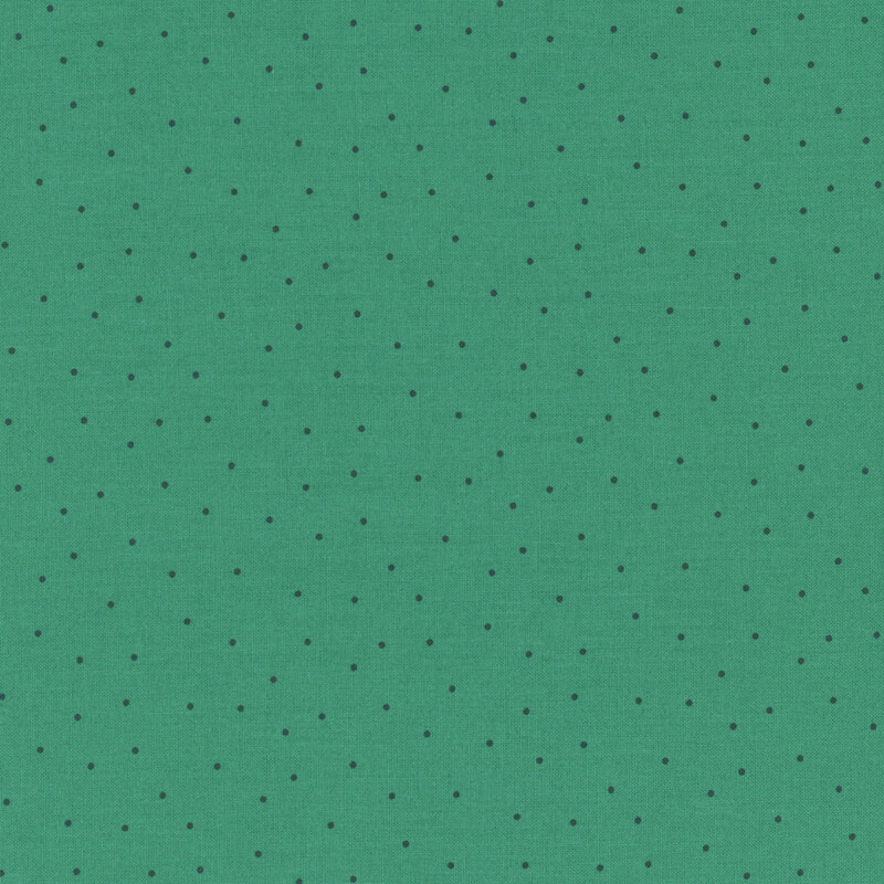 Teal fabric with scattered navy pindots.