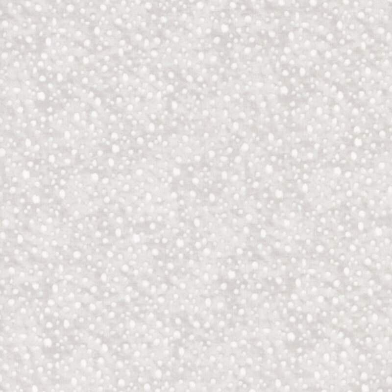 fabric pattern of white dots scattered all over a light gray marbled background