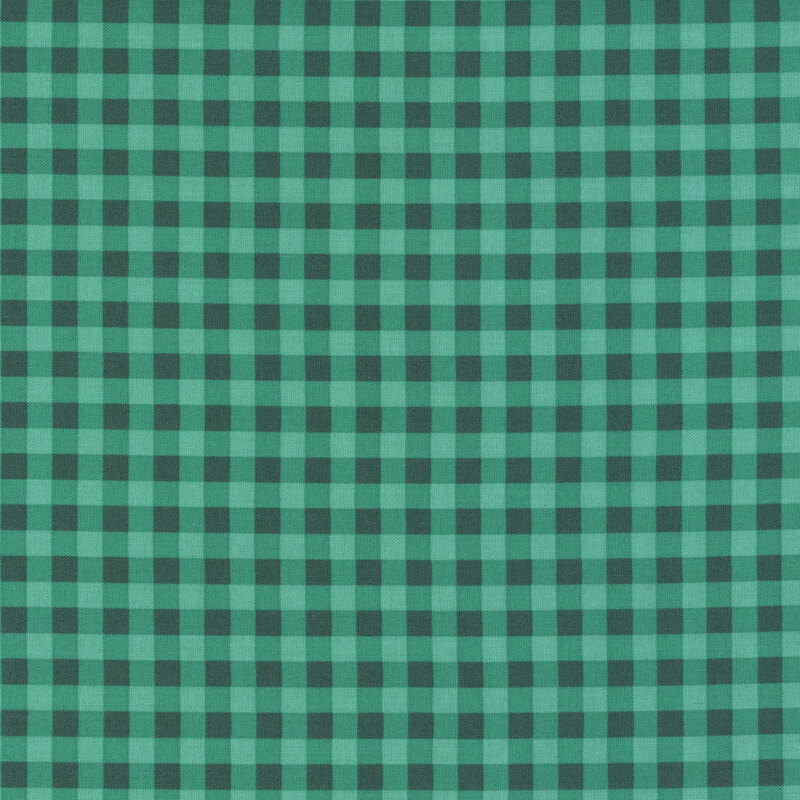 Tonal teal gingham fabric.