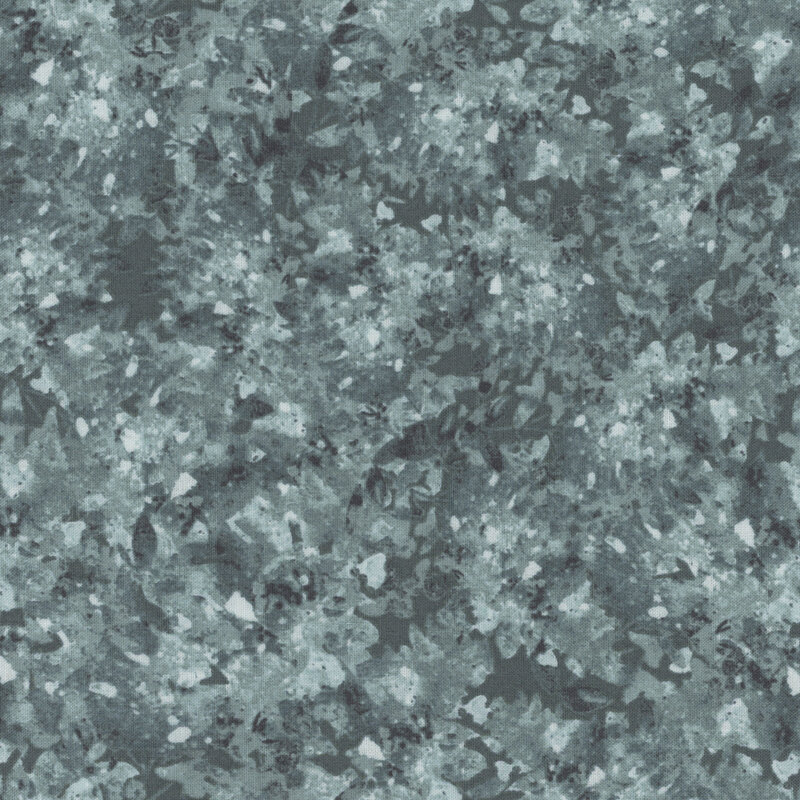 Blue-gray fabric with a mottled and flecked design in different shades.