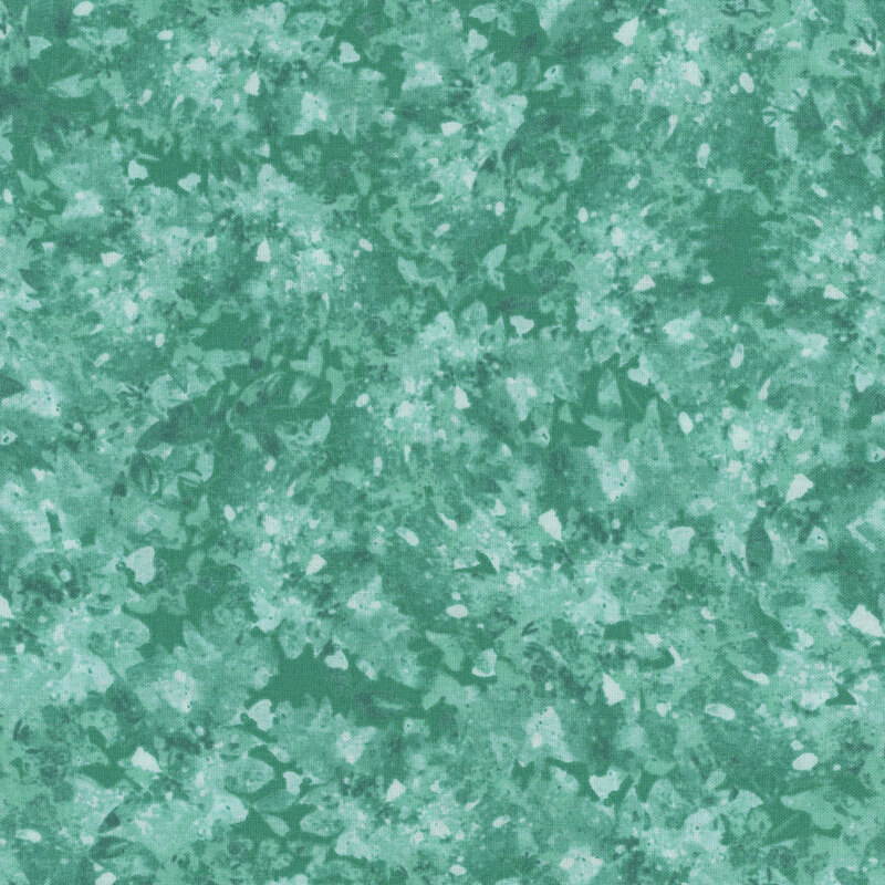 Aqua fabric with a mottled and flecked design in different shades.