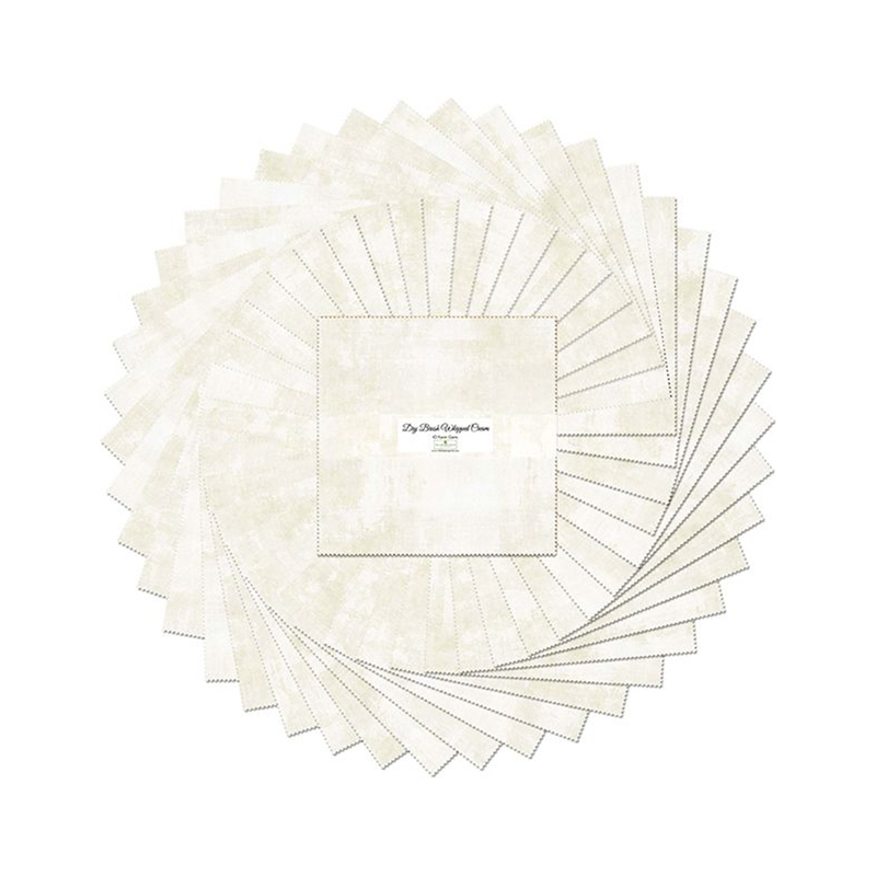 A circular arrangement of cream fabric swatches labeled Dry Brush Whipped Cream