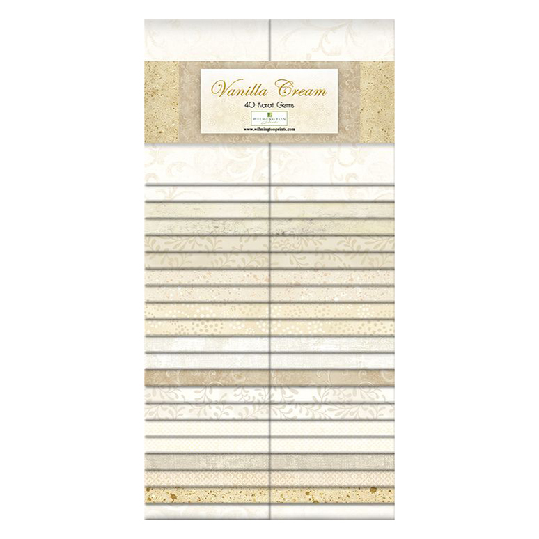 Image of a craft paper pack labeled Vanilla Cream containing various textured and patterned designs in cream and beige hues.