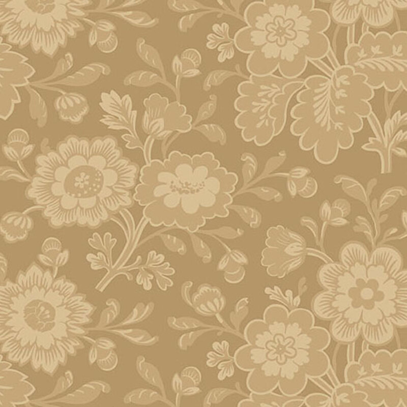 Cider gold fabric with tonal florals.