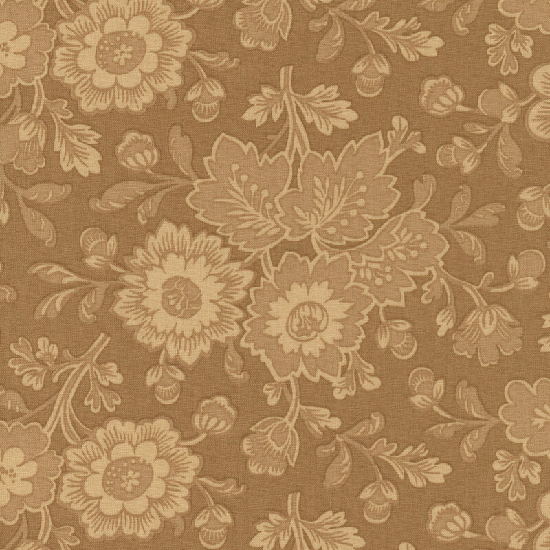 Cider gold fabric with tonal florals.