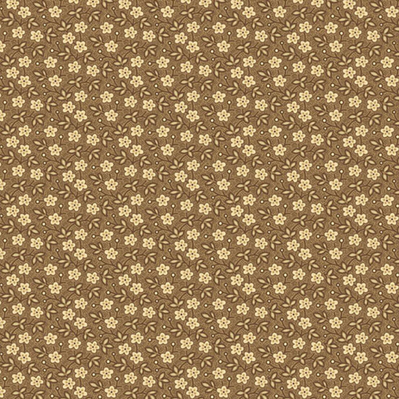 Small yellow sprawling florals on a brown background.