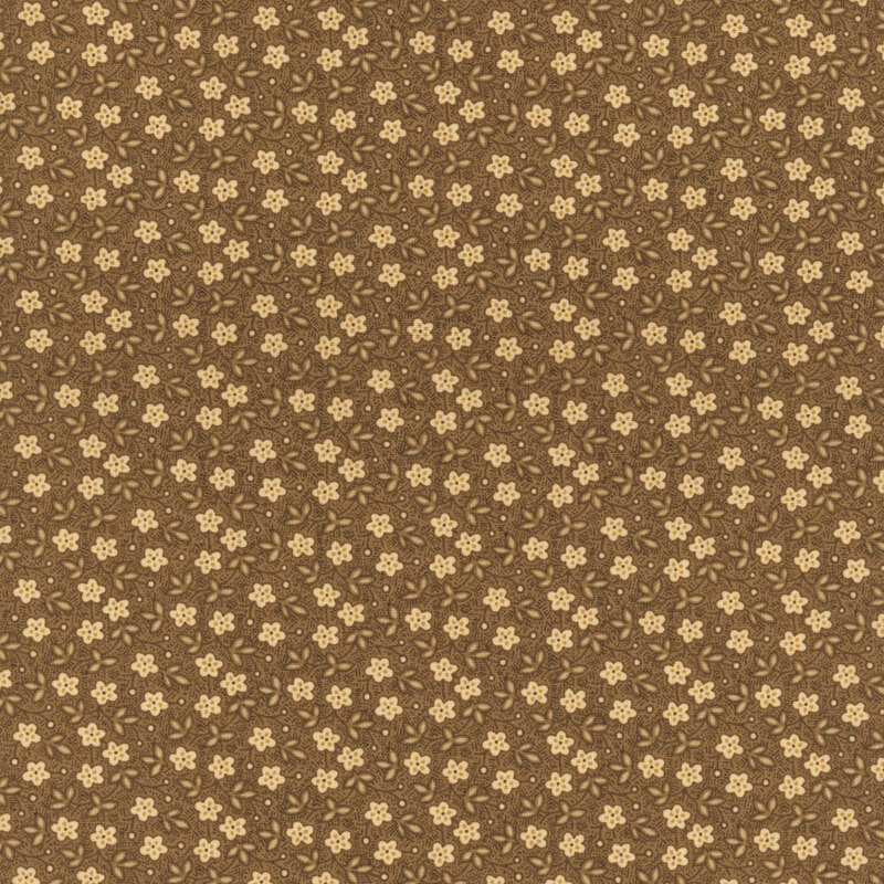 Small yellow sprawling florals on a brown background.