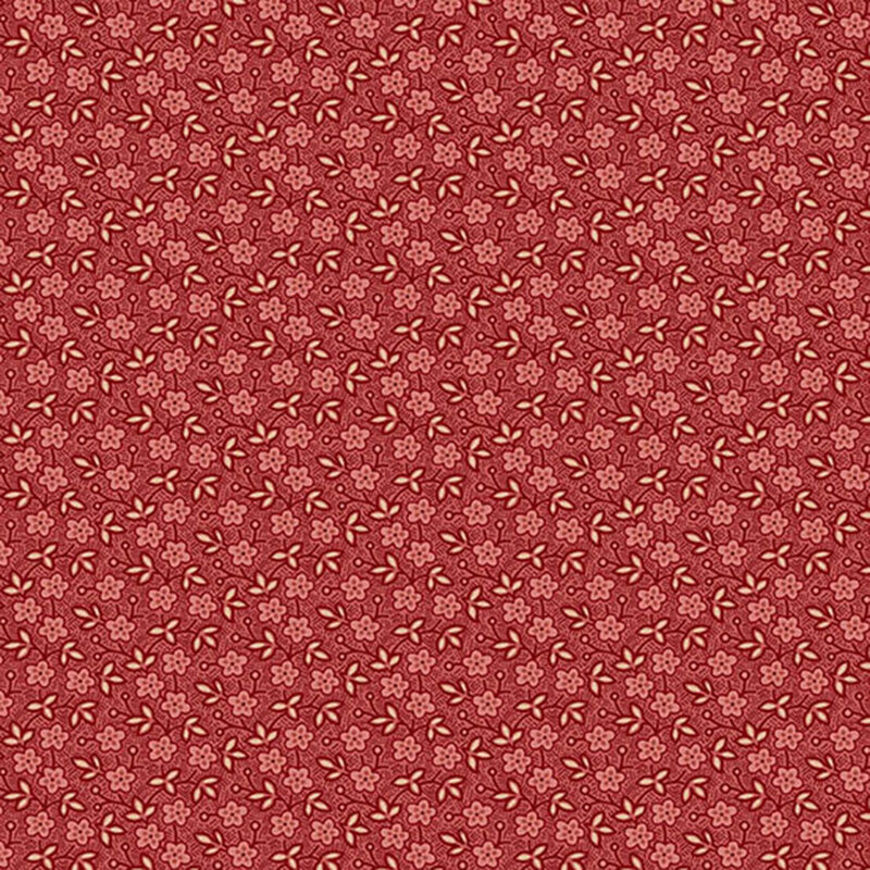 Small sprawling florals on a red background.