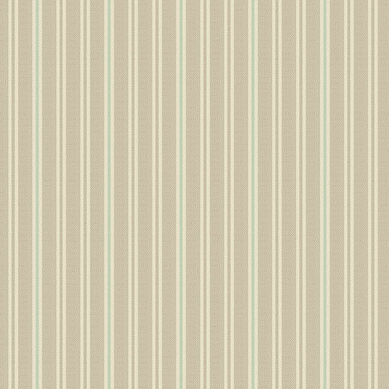 Light beige patterned fabric with thin vertical stripes in varying shades of cream and mint green.