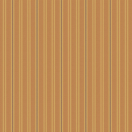 Fabric with vertical stripes in warm orange and light yellow tones.