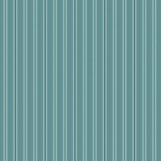 Fabric with vertical stripes in varying shades of teal and light blue.