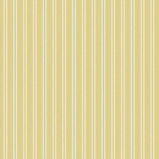 Light yellow fabric pattern with thin vertical lines in pale green and cream.