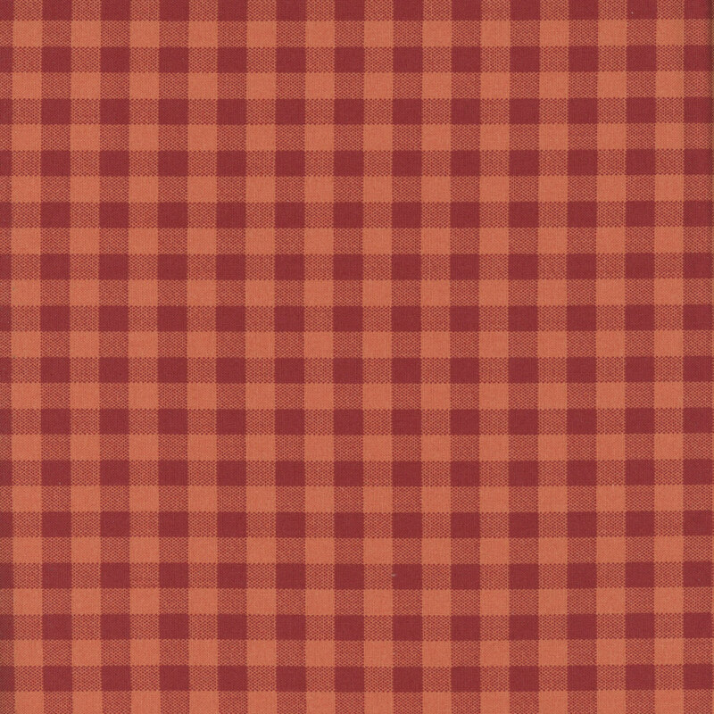 Rusty red and sienna gingham pattern with evenly spaced squares.
