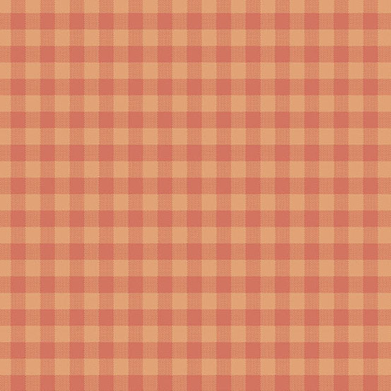 A gingham fabric pattern featuring alternating peach and light orange.