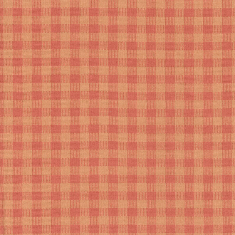 A gingham fabric pattern featuring alternating peach and light orange.