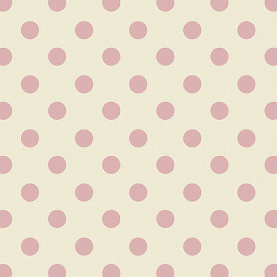 Light beige fabric with evenly spaced pink polka dots.