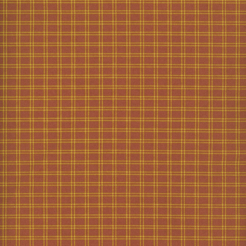 Burnt sienna fabric with an overlapping gridded design.