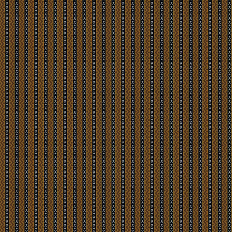 Brown fabric with dotted stripes and zigzag stripes interspersed between.