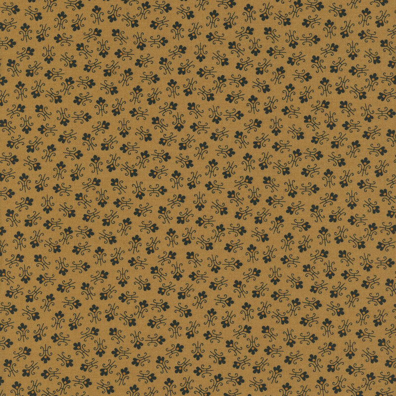 Suede brown fabric with tossed abstract floral shapes.