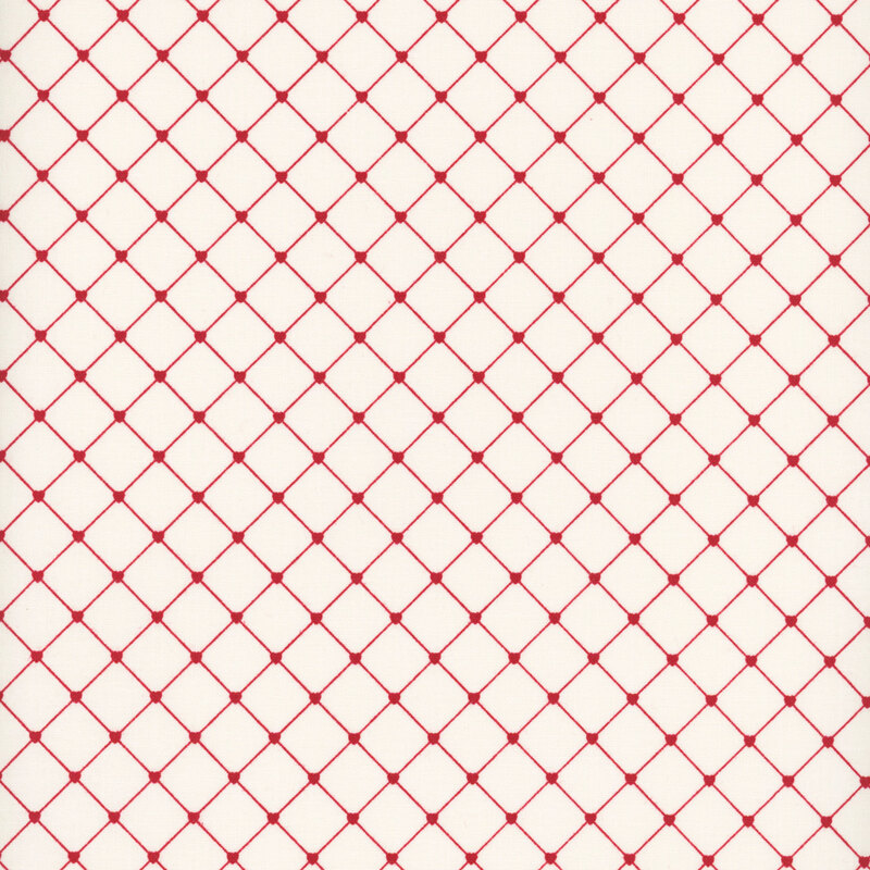 Cream fabric with a thin heart lattice design.